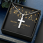 Cross Necklace with Christmas Card - Black