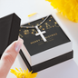 Cross Necklace with Christmas Card - Black