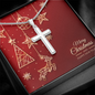 Artisan Crafted Cross Necklace with Christmas Card - Red