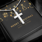 Cross Necklace with Christmas Card - Black