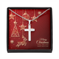 Artisan Crafted Cross Necklace with Christmas Card - Red