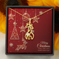 Graceful Love Giraffe Necklace with Christmas Card - Red