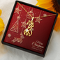 Graceful Love Giraffe Necklace with Christmas Card - Red
