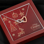 Interlocking Hearts Necklace with Christmas Card - Red