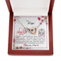 Dear Mum - Interlocking Hearts Necklace with Mother's Day Message Card & QR code for E-Card