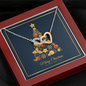 Interlocking Hearts Necklace with Christmas Card - Navy