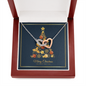 Interlocking Hearts Necklace with Christmas Card - Navy