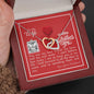 To My Wife - Interlocking Hearts Necklace with V-day Message Card & QR code for E-Card