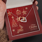 Interlocking Hearts Necklace with Christmas Card - Red