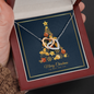 Interlocking Hearts Necklace with Christmas Card - Navy