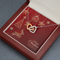 Interlocking Hearts Necklace with Christmas Card - Red