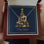 Interlocking Hearts Necklace with Christmas Card - Navy