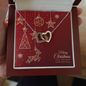 Interlocking Hearts Necklace with Christmas Card - Red
