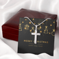 Cross Necklace with Christmas Card - Black