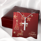 Artisan Crafted Cross Necklace with Christmas Card - Red