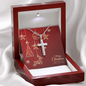 Artisan Crafted Cross Necklace with Christmas Card - Red
