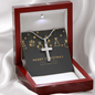 Cross Necklace with Christmas Card - Black