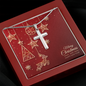 Artisan Crafted Cross Necklace with Christmas Card - Red