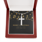 Cross Necklace with Christmas Card - Black