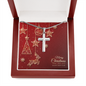Artisan Crafted Cross Necklace with Christmas Card - Red