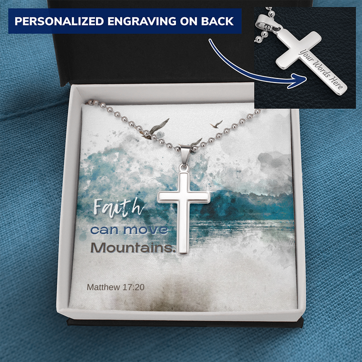 Personalized Military Style Ball Chain Cross Necklace with Bible