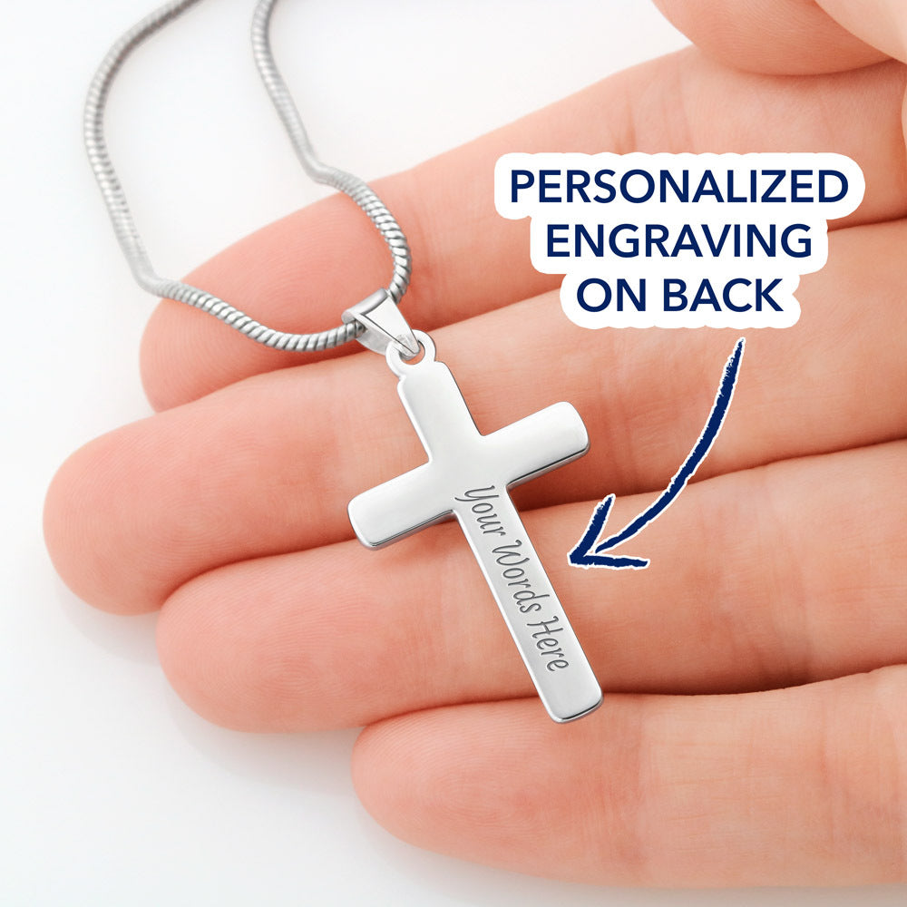 To My Daughter - Personalized Cross Necklace with Birthday Message Card