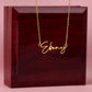 Signiture Style Name Necklace with Bible Verse Card & QR Code for Hidden Mother's Day E-Card