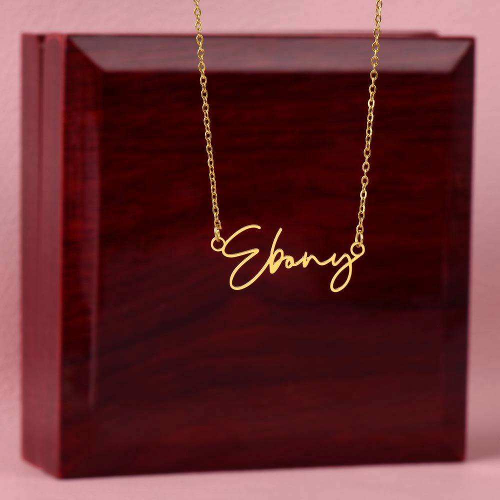 Signiture Style Name Necklace with Bible Verse Card & QR Code for Hidden Mother's Day E-Card