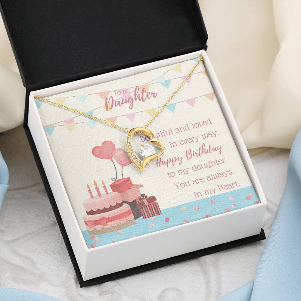 To My Daughter - Forever Love Necklace with A Birthday Message Card