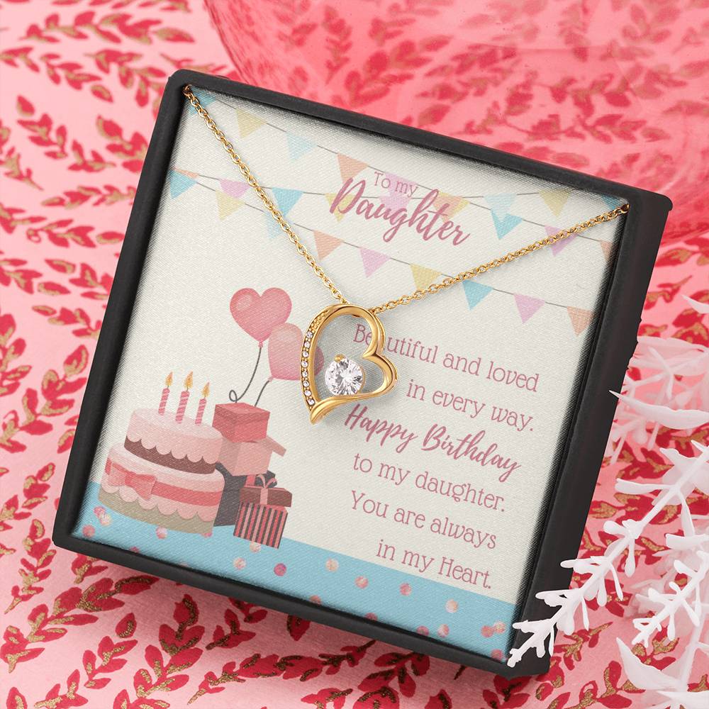 To My Daughter - Forever Love Necklace with A Birthday Message Card