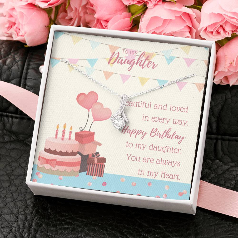 To My Daughter - Alluring Beauty Necklace with A Birthday Message Card
