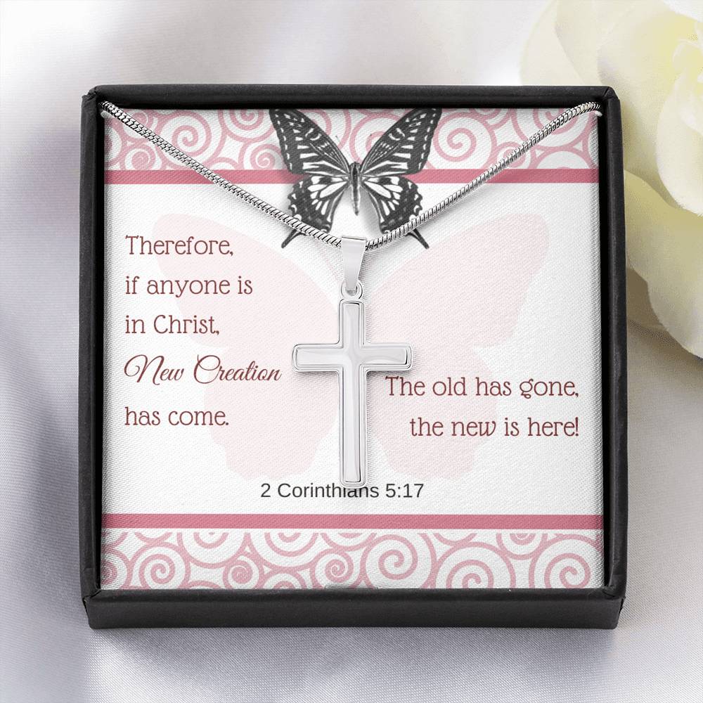 Cross Necklace with A Bible Verse Card - 2 Corinthians 5:17