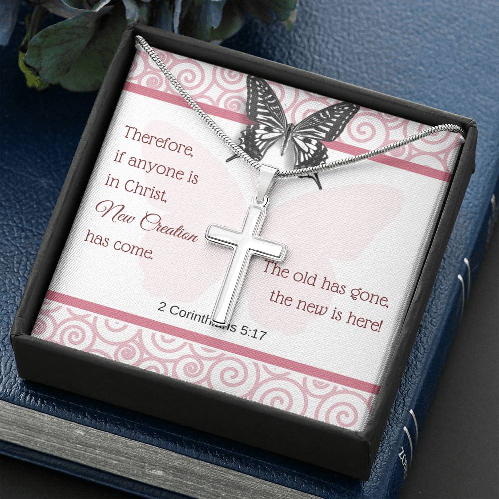 Cross Necklace with A Bible Verse Card - 2 Corinthians 5:17