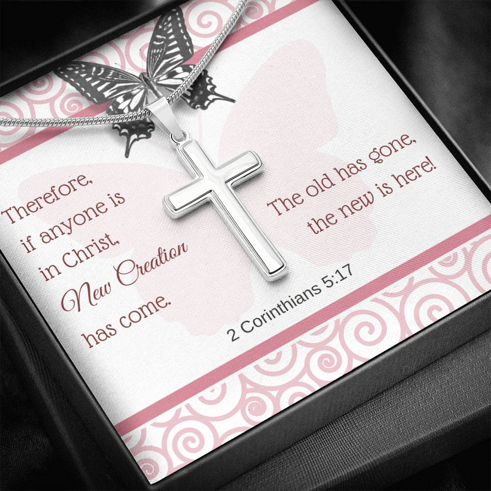 Cross Necklace with A Bible Verse Card - 2 Corinthians 5:17