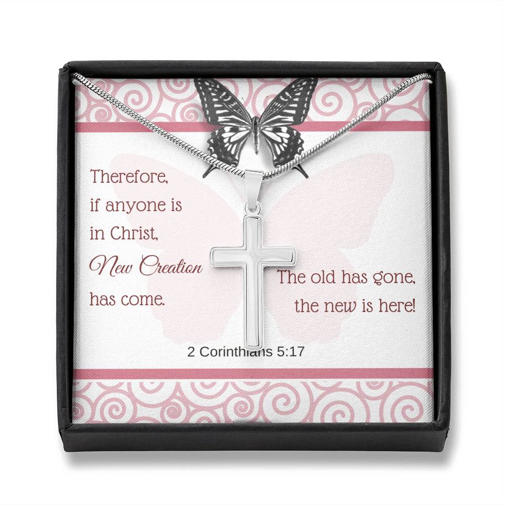 Cross Necklace with A Bible Verse Card - 2 Corinthians 5:17