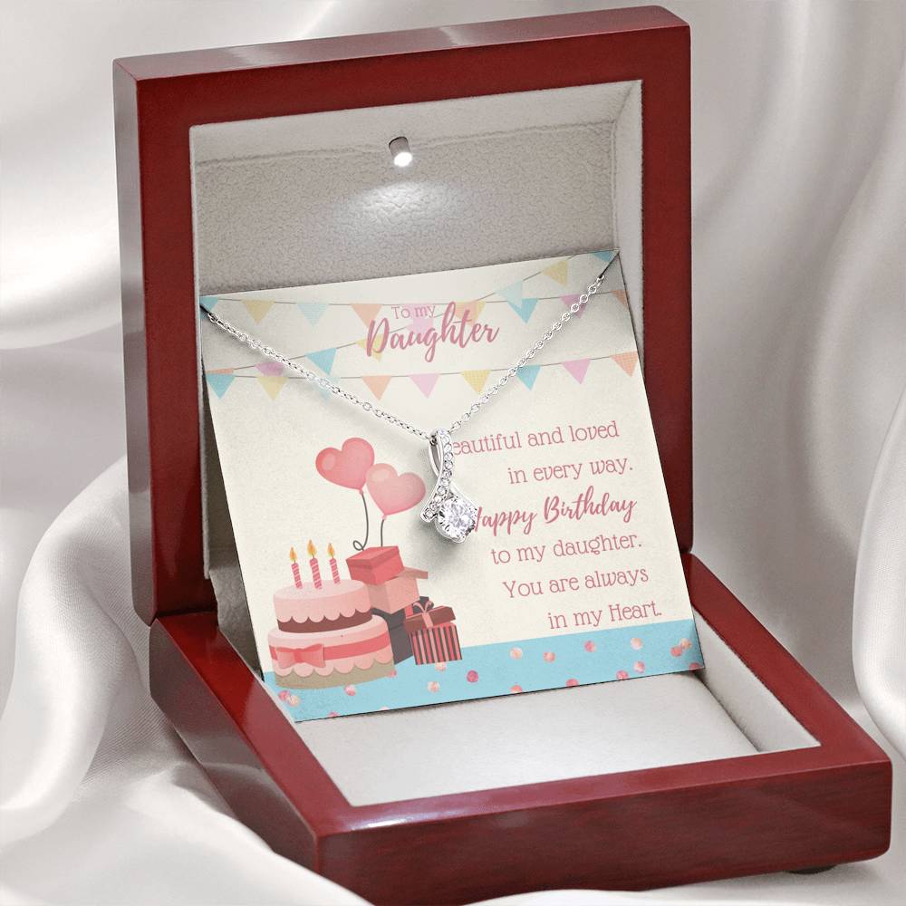 To My Daughter - Alluring Beauty Necklace with A Birthday Message Card