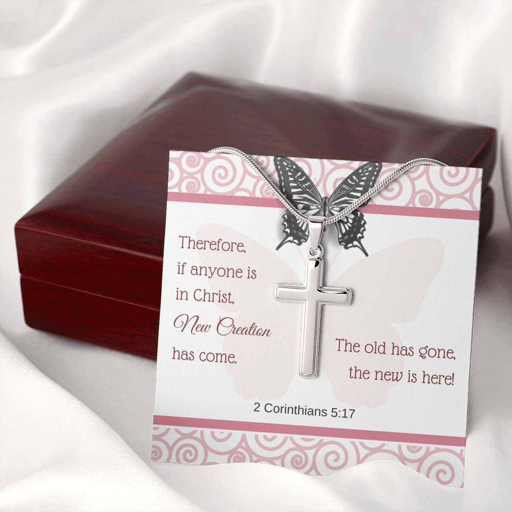 Cross Necklace with A Bible Verse Card - 2 Corinthians 5:17