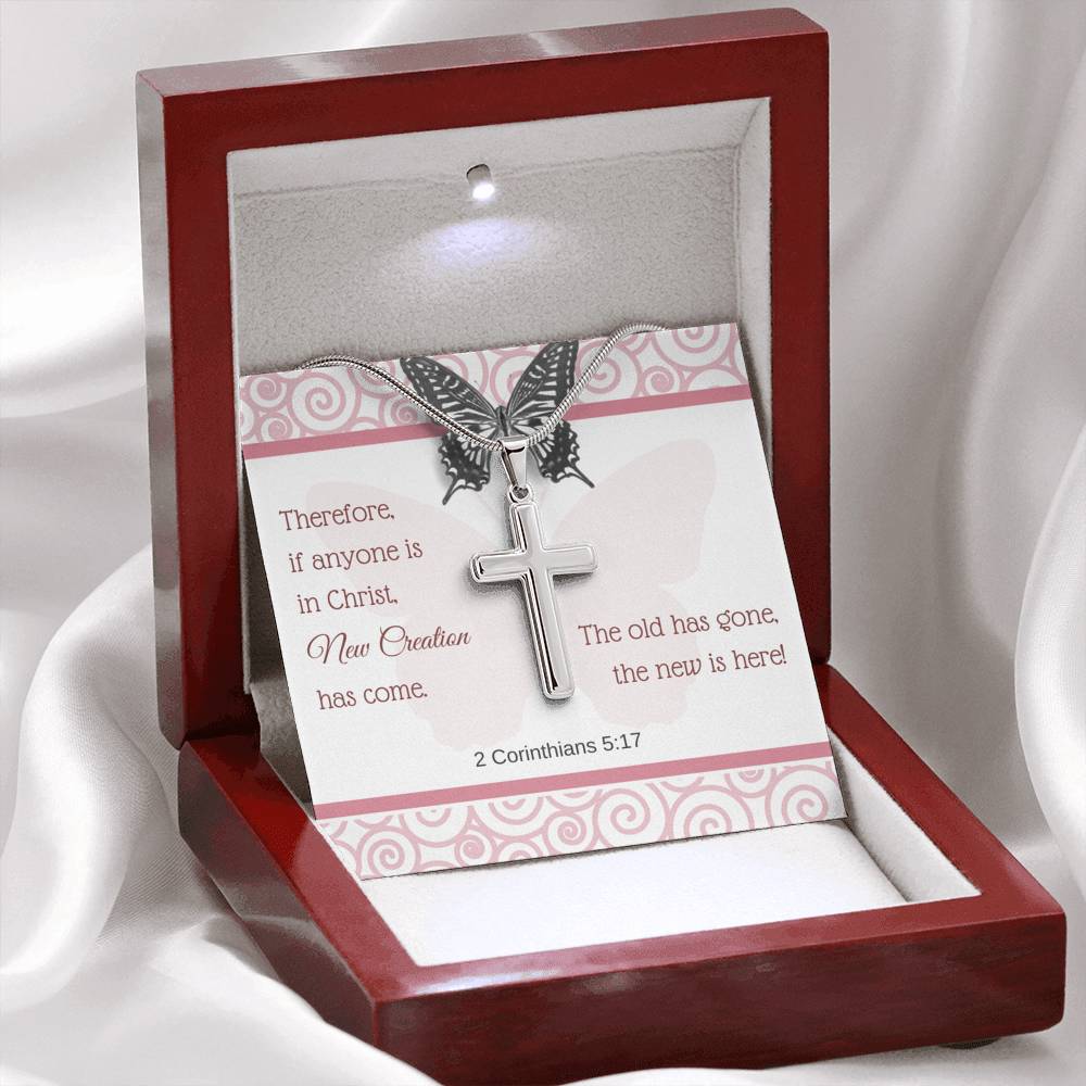 Cross Necklace with A Bible Verse Card - 2 Corinthians 5:17